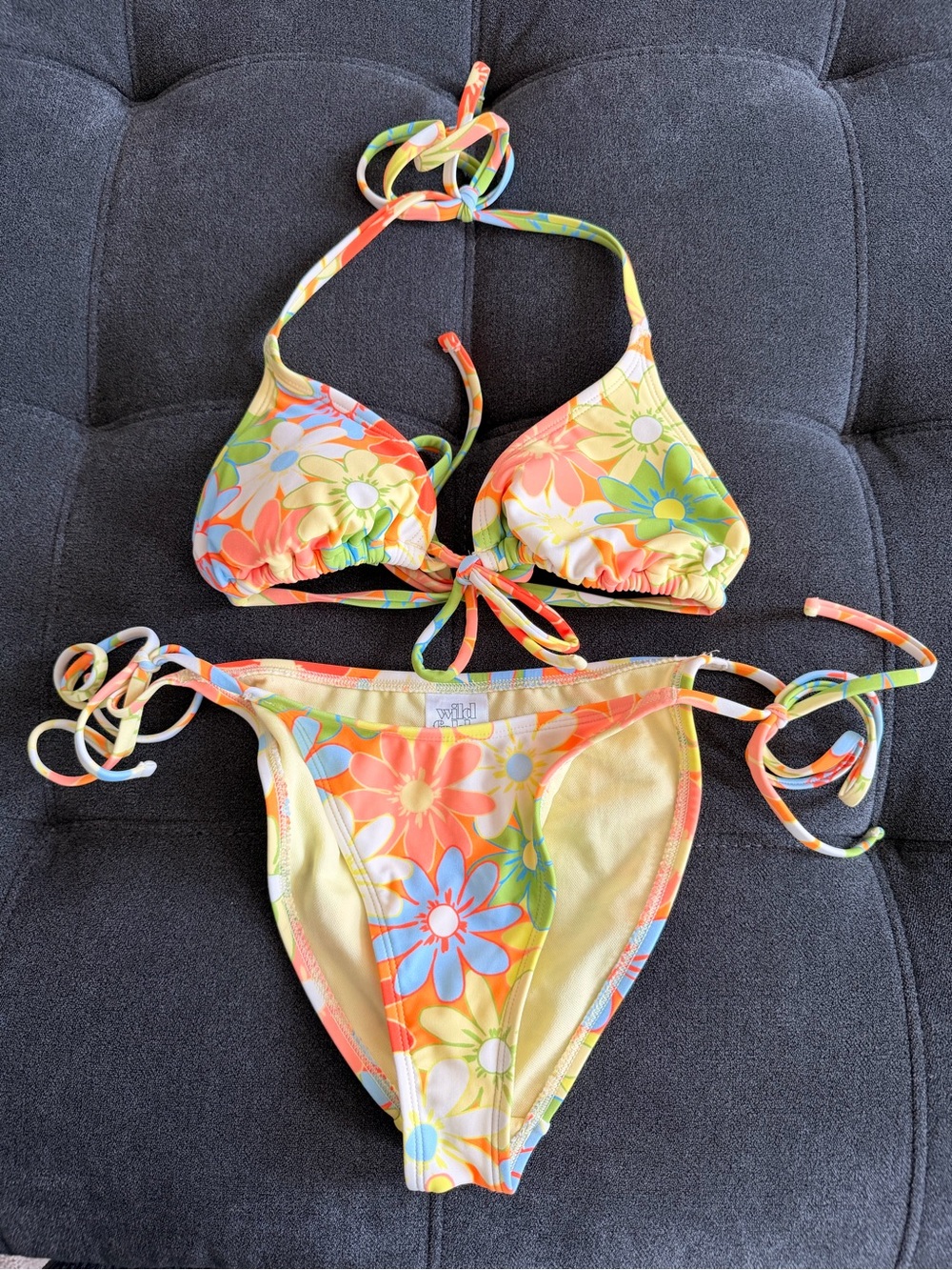wild fable Yellow Multi Floral Tie-Side Bikini